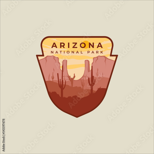 emblem vector of arizona national park logo illustration template graphic design. sign or symbol united states tourism sticker patch for travel company