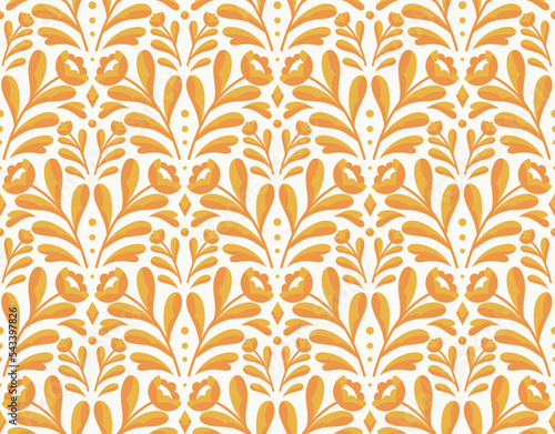 Modern floral art deco seamless pattern. Vector damask illustration with leaves. Decorative botanical background.