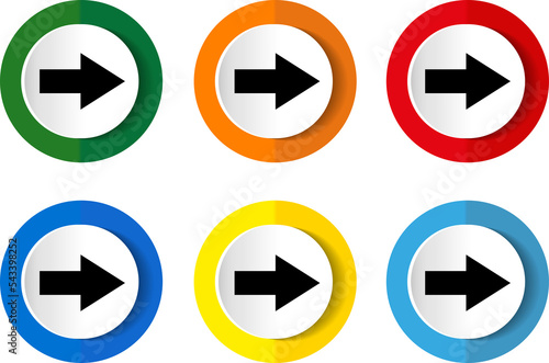 Right arrow icon set, next flat design illustration in 6 colors options for webdesign and mobile applications. Free Download Right arrow icon set, next flat design illustration in 6 colors options for webdesign and mobile applications. - GFXLoad