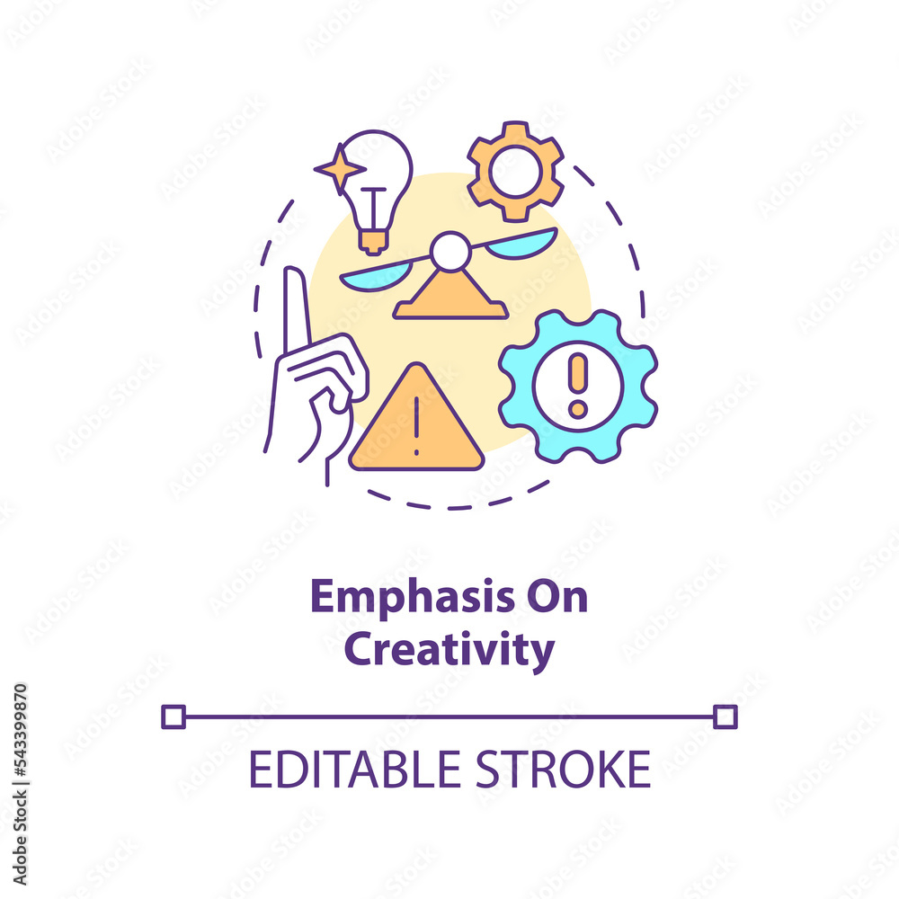Emphasis on creativity concept icon. App usability. Beginner UI UX designer mistake abstract idea thin line illustration. Isolated outline drawing. Editable stroke. Arial, Myriad Pro-Bold fonts used