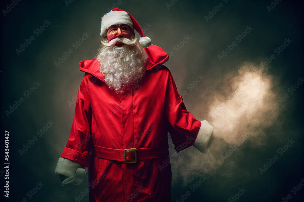Fototapeta premium Santa Claus on a beautiful background. Portrait of Santa Claus with Christmas mood.