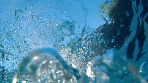 Underwater Air Bubbles Rising Up Breathed Out