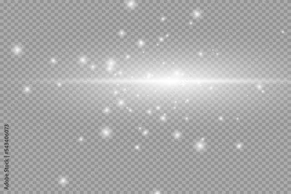 Glowing white abstract line. Suitable for transparent lens flare effect. Bright light can be used for game design, banners, posters.