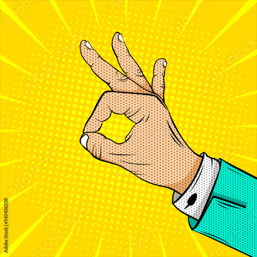 Hand gesture OK cartoon comic