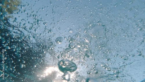 Underwater Air Bubbles Rising Up Breathed Out