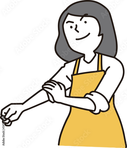 腕まくりする女性