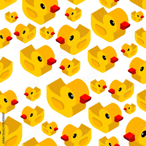 Rubber duck isometric pattern seamless. background of kids fabric