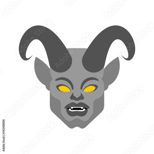 Gargoyle face isolated. Head Stone demonic character, monster. Fantastic architectural object.