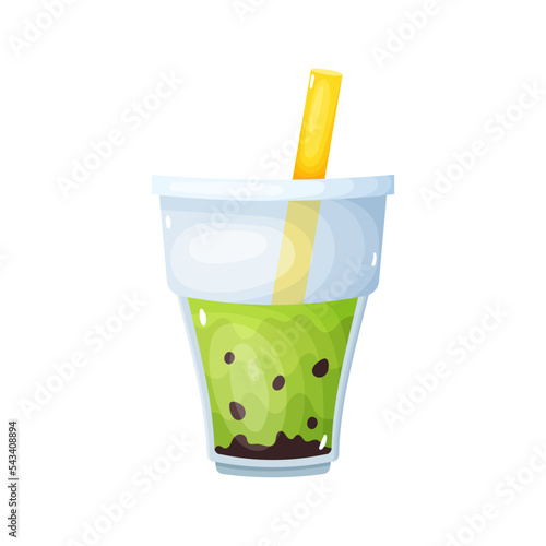 Bubble tea in a plastic glass, vector illustration isolated on a white background	
