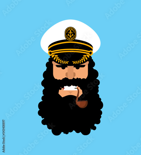 Captain with pipe. sea wolf. Vector illustration