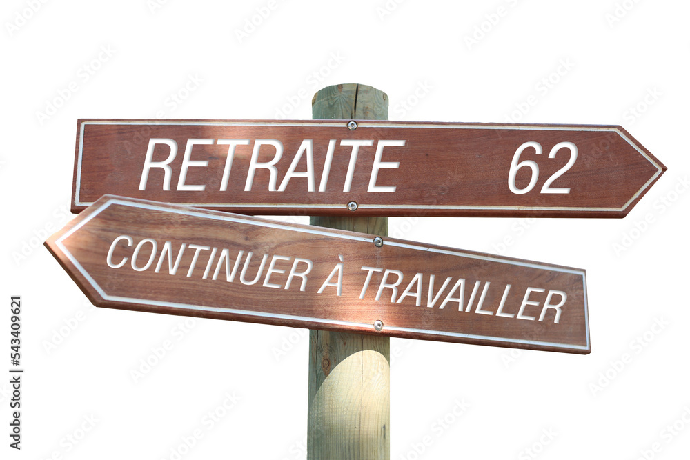 Retraite française 62 ans - Panneau signalisation PNG - obrazy, fototapety, plakaty 