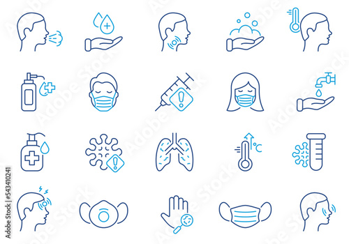 Precaution Infographic for Corona Pandemic Line Icon Set. Coronavirus Pandemic Safety and Healthcare Linear Pictogram. Epidemic Hygiene Outline Symbol. Editable Stroke. Isolated Vector Illustration