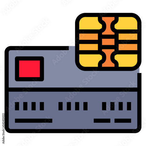 Credit Card Chip filled line color icon. Can used for digital product, presentation, UI and many more.