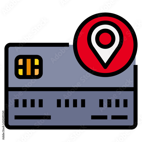 Credit Card Location filled line color icon. Can used for digital product, presentation, UI and many more.