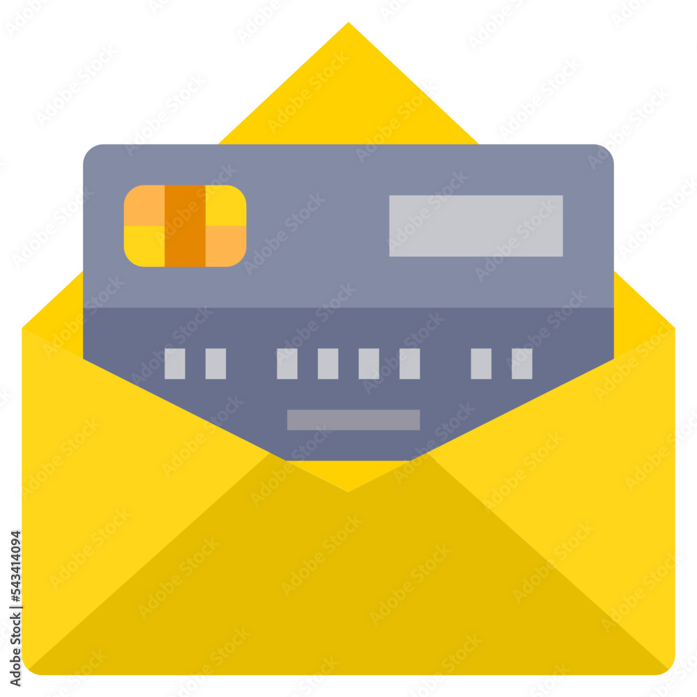 Credit Card Mail flat color icon. Can used for digital product, presentation, UI and many more. Credit Card Mail flat color icon. Can used for digital product, presentation, UI and many more.
