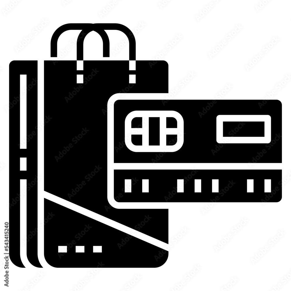 Credit Card Shopping Bag glyph icon. Can used for digital product, presentation, UI and many more. Credit Card Shopping Bag glyph icon. Can used for digital product, presentation, UI and many more.