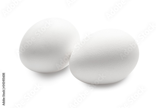 white chicken eggs isolated on white.