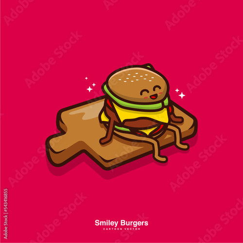 cute burger template cartoon mascot