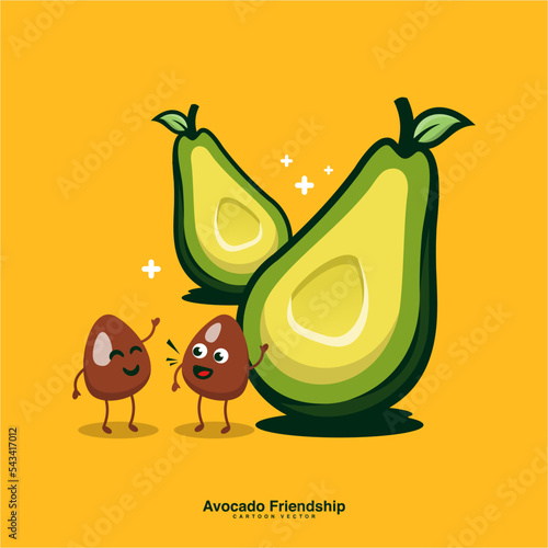 avocado seed friendship template cartoon mascot