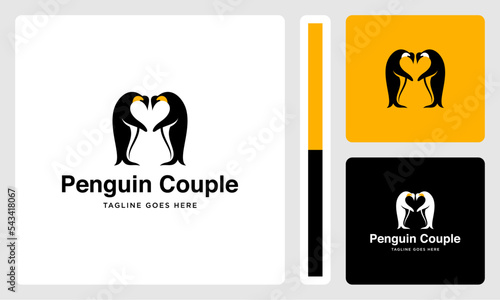 penguin couple logo full of love