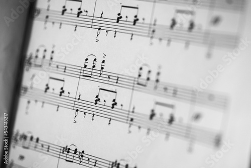 Black and White music notes, Clef, and bass in white background