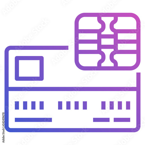 Credit Card Chip line gradient icon. Can used for digital product, presentation, UI and many more.