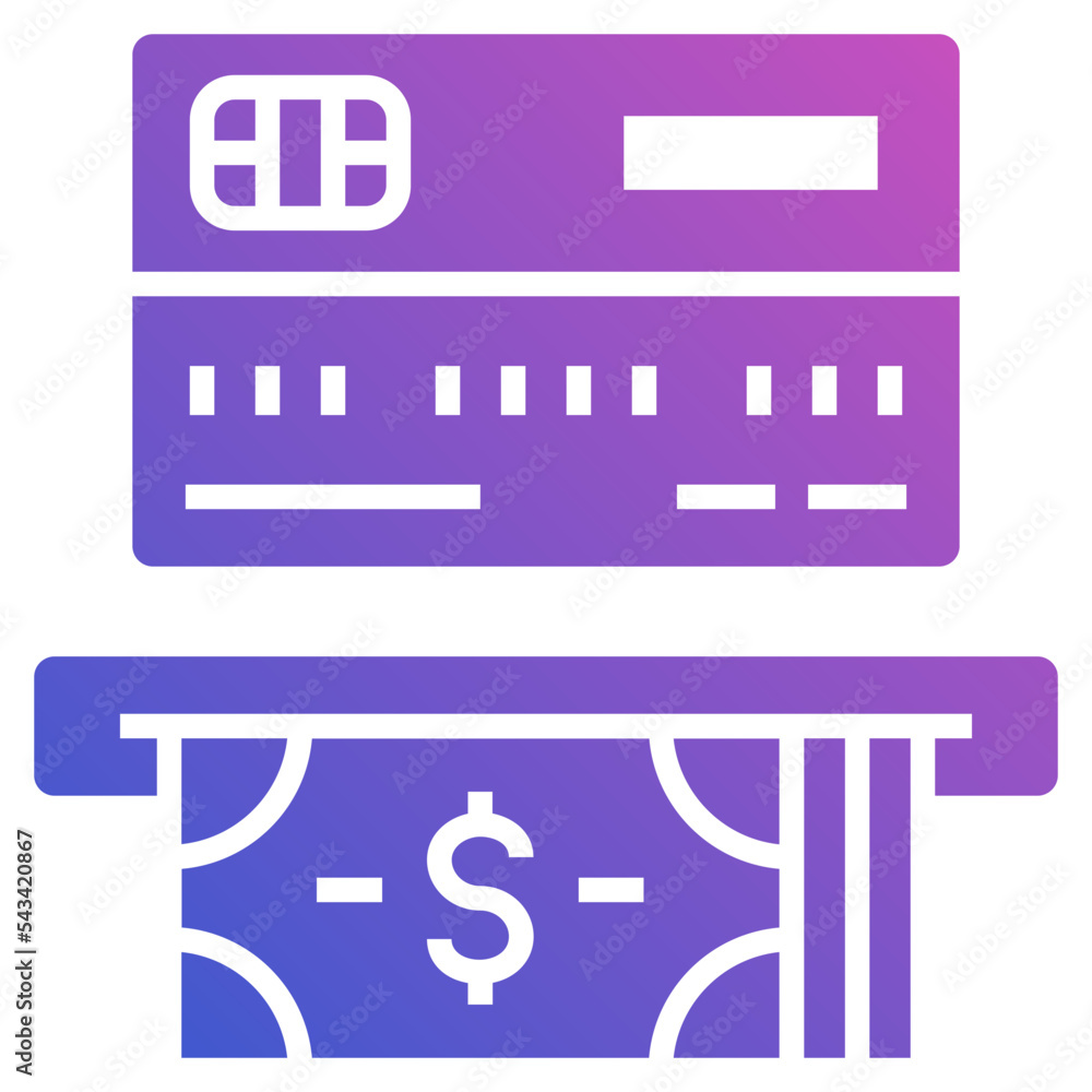 Credit Card Withdrawal flat gradient icon. Can used for digital product, presentation, UI and many more.