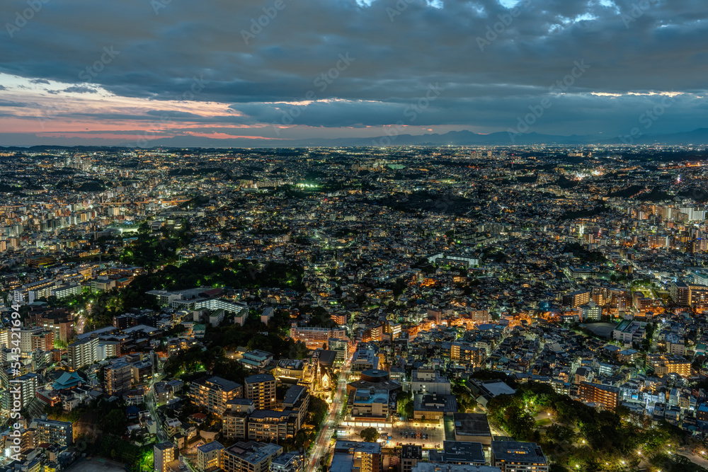 HDR image of Yokohama residential area at dusk.
