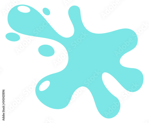 Blue water splash icon. Liquid spill stain