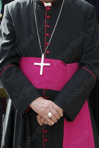 Front portrait of a Catholic Bishop's cassock. Religion, catholic church