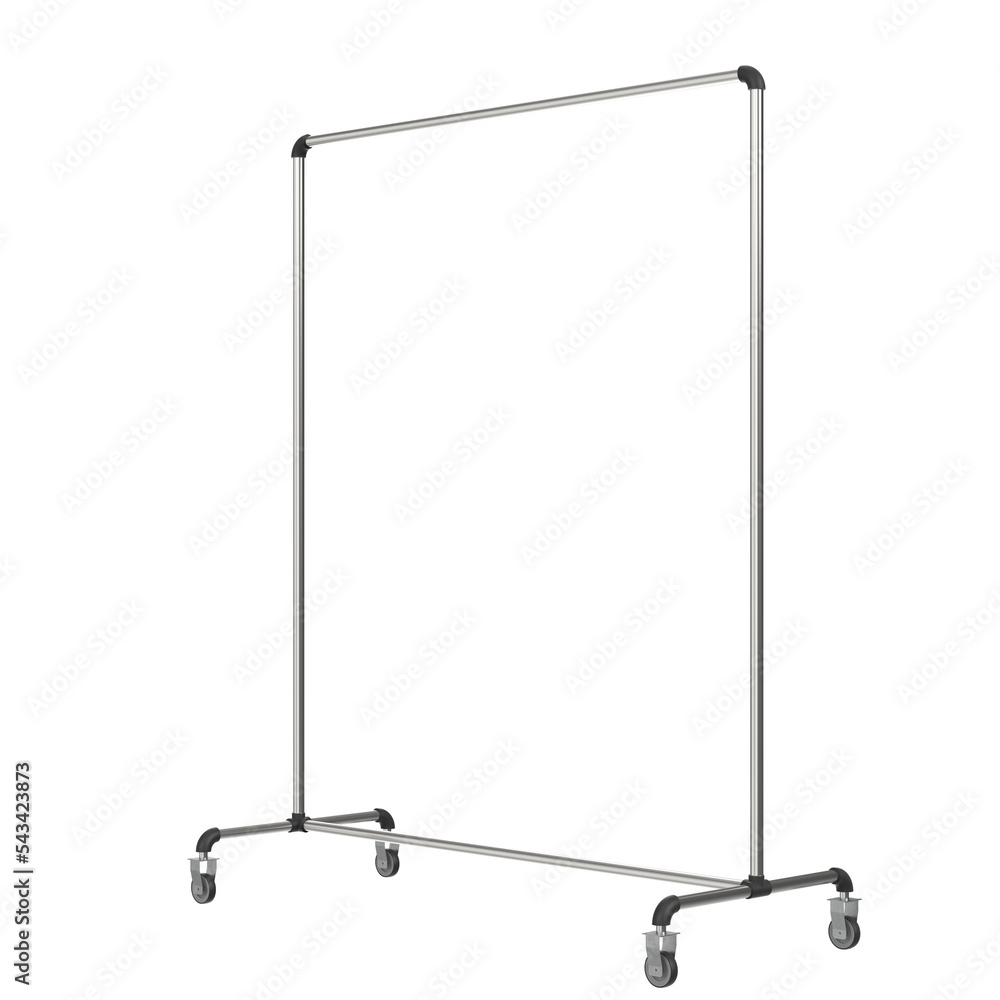 3d rendering illustration of a single bar clothing rack 3d rendering illustration of a single bar clothing rack