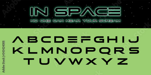 Sci Fi Alphabet in Space. Galaxy Horror Letters. Futuristic typography. Alien ABC elements. 90's retro cyber font. Science fiction calligraphy. Movie, Video Game Lettering.