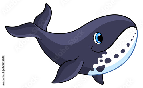 Whale cartoon icon. Funny marine smiling animal