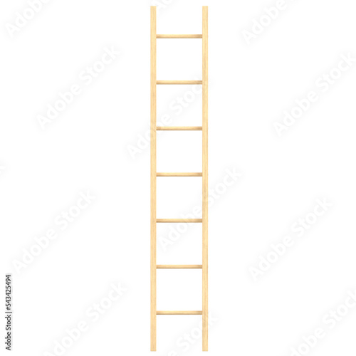 3d rendering illustration of a single straight wood ladder