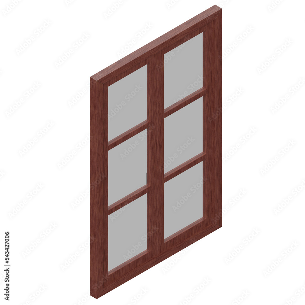 3d rendering illustration of a six panel double window 3d rendering illustration of a six panel double window