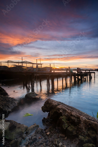 Wallpaper Mural Small fishing boat sailing in an open Mediterranean sea, close-up. Torontodigital.ca