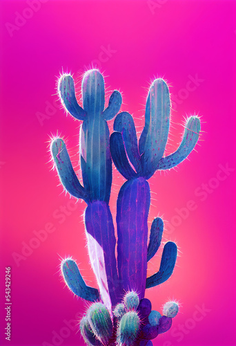 Illuminate nion cactus background. generative ai photo
