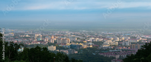 Cityscape, aerial view of Yuzhno-Sakhalinsk from Mount Bolshevik