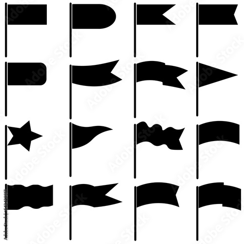 set of black and white flags
