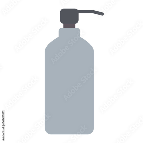Dispenser for soap or shampoo in a flat simple gray bottle