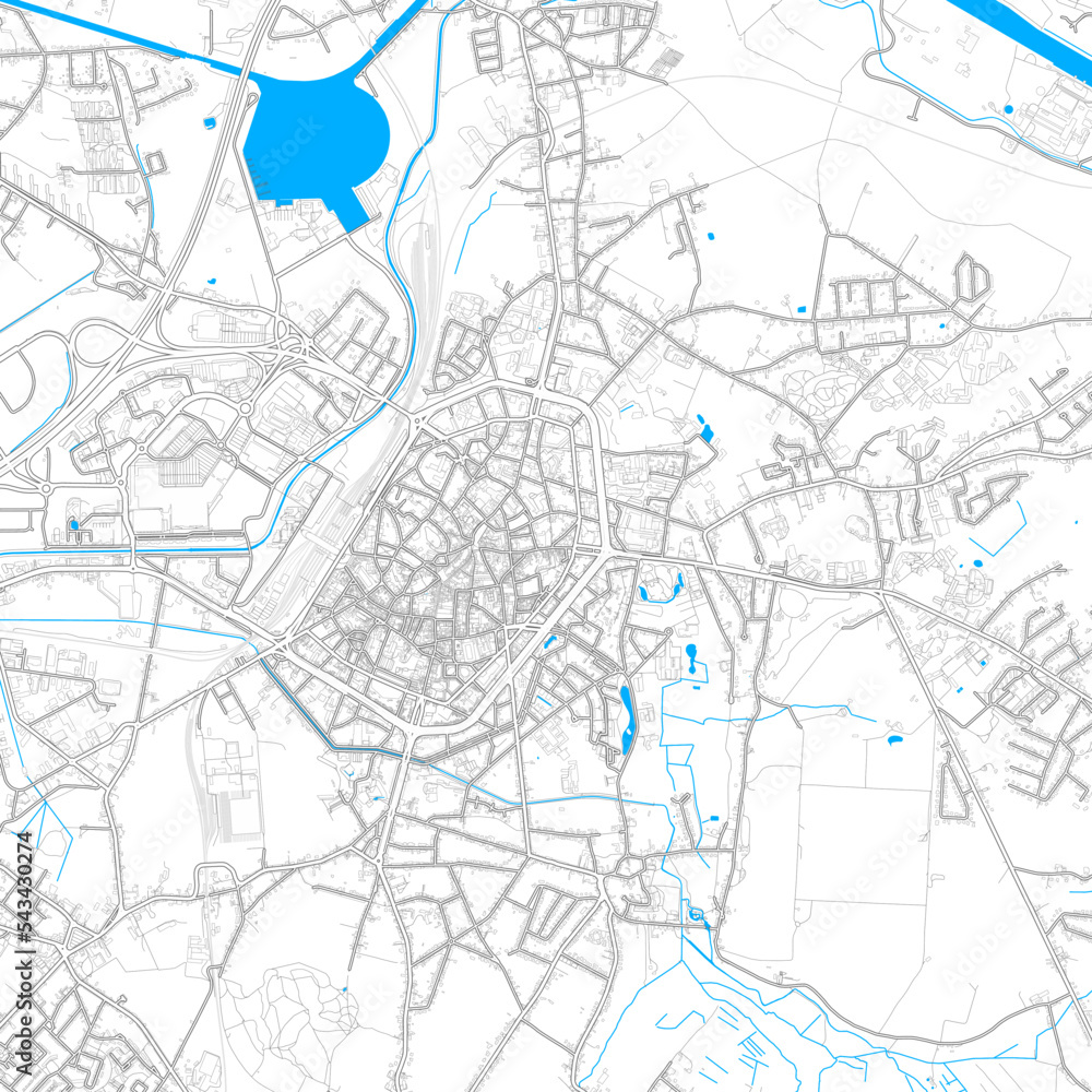 Mons, Belgium high resolution vector map