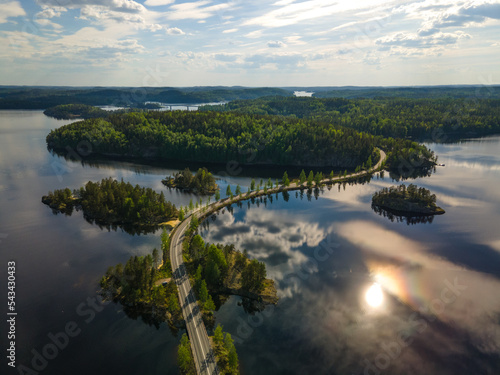 View over lake Saimaa, Puumala Lakeland region in Finland. photo