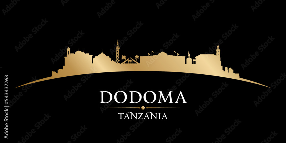 Dodoma Tanzania city silhouette black background