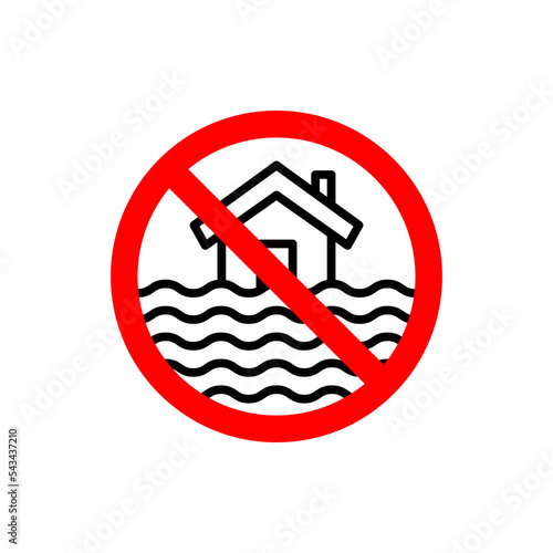 No flooding sign isolated on white background. Vector illustration
