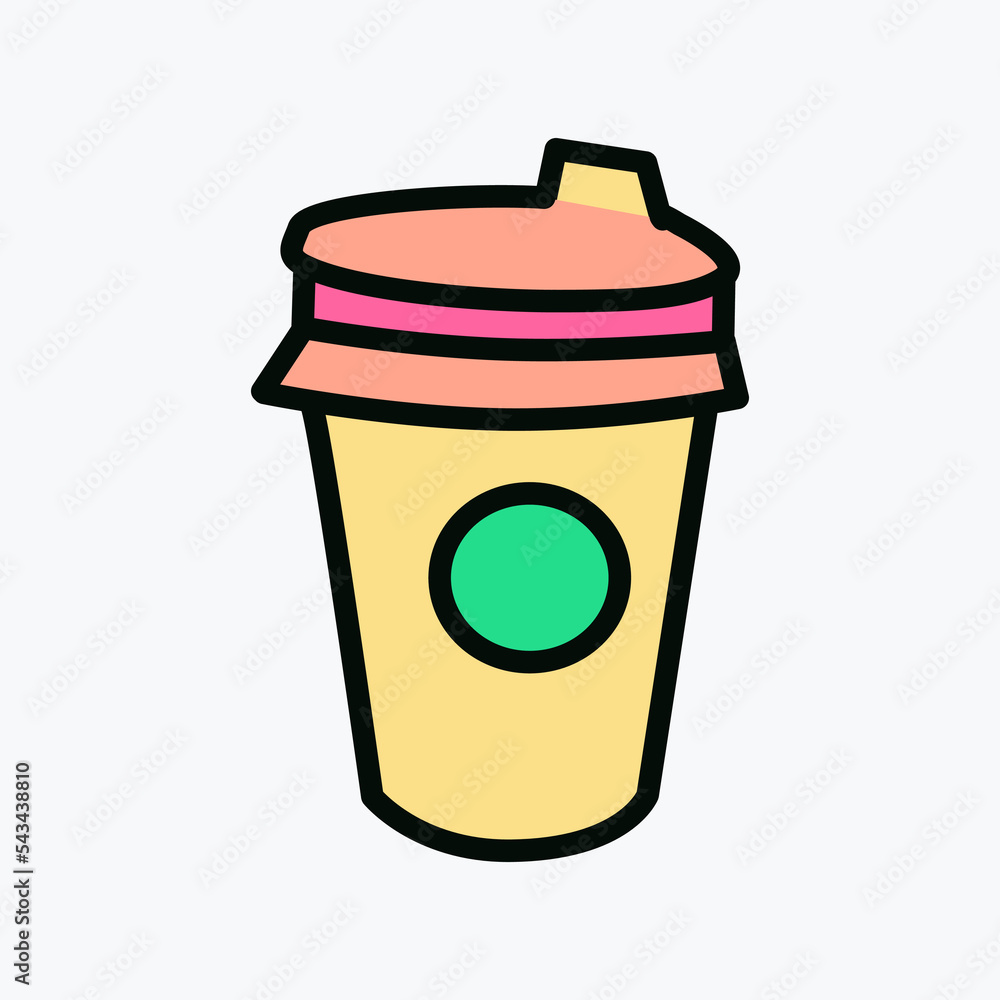Glass of soda cartoon pin in 80s 90s pop art. Fashion modern stiker with cute funkey fast food elements. Vector Illustration Glass of soda cartoon pin in 80s 90s pop art. Fashion modern stiker with cute funkey fast food elements. Vector Illustration
