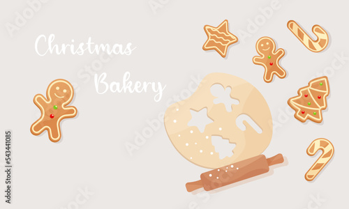 Cookies, gingerbread for the new year and Christmas. Gingerbread cookie dough in the form of a gingerbread man, Christmas tree, star, candy. Christmas cookie concept