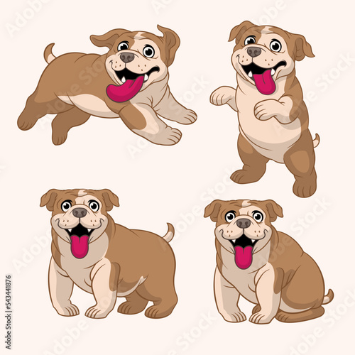 Fototapeta Naklejka Na Ścianę i Meble -  vector set of cartoon bulldog in various pose