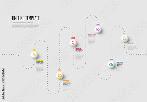 Simple dotted timeline with some facts and icons