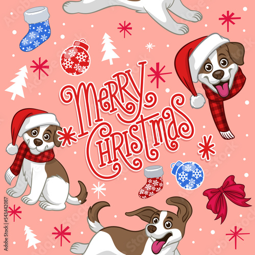 seamless pattern design of jack Russel christmas dog