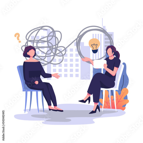 Psychotherapy unraveling complex situations concept of social psychiatry therapist and patient